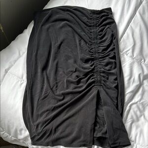 Express Black Ruched Midi Skirt